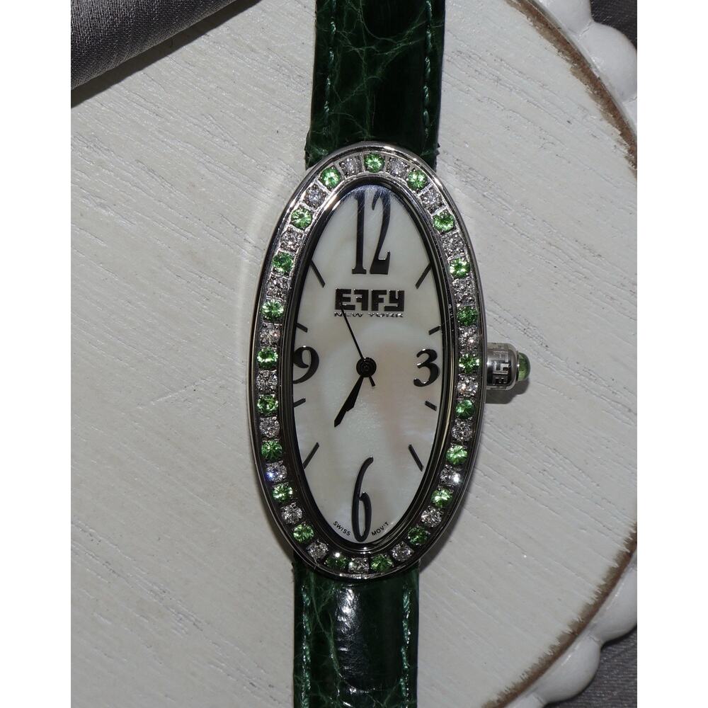 Effy Tsavorite Diamond 1.78TCW Mother Of Pearl Dial Watch 39.7G